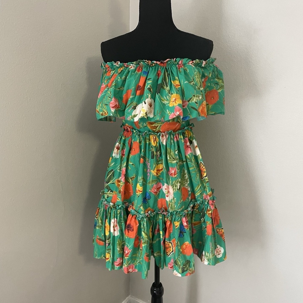 CARA CARA Liesel Floral Botanical Off Shoulder Mini Dress Pockets Resort Vacay - Picture 2 of 9